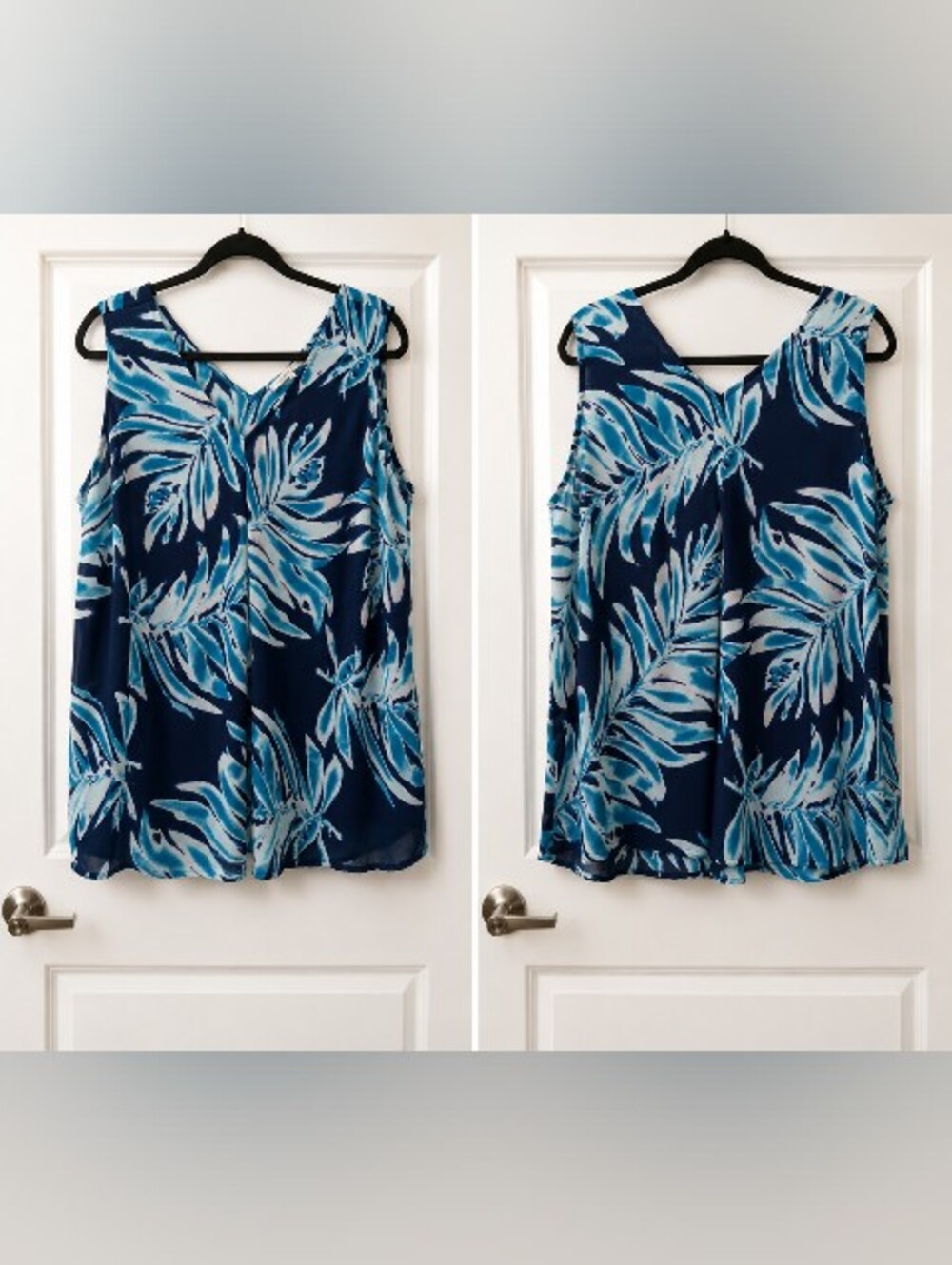 Violet & Claire Resort Wear Tropical Blend Of Blues Lightweight Chiffon Size XL